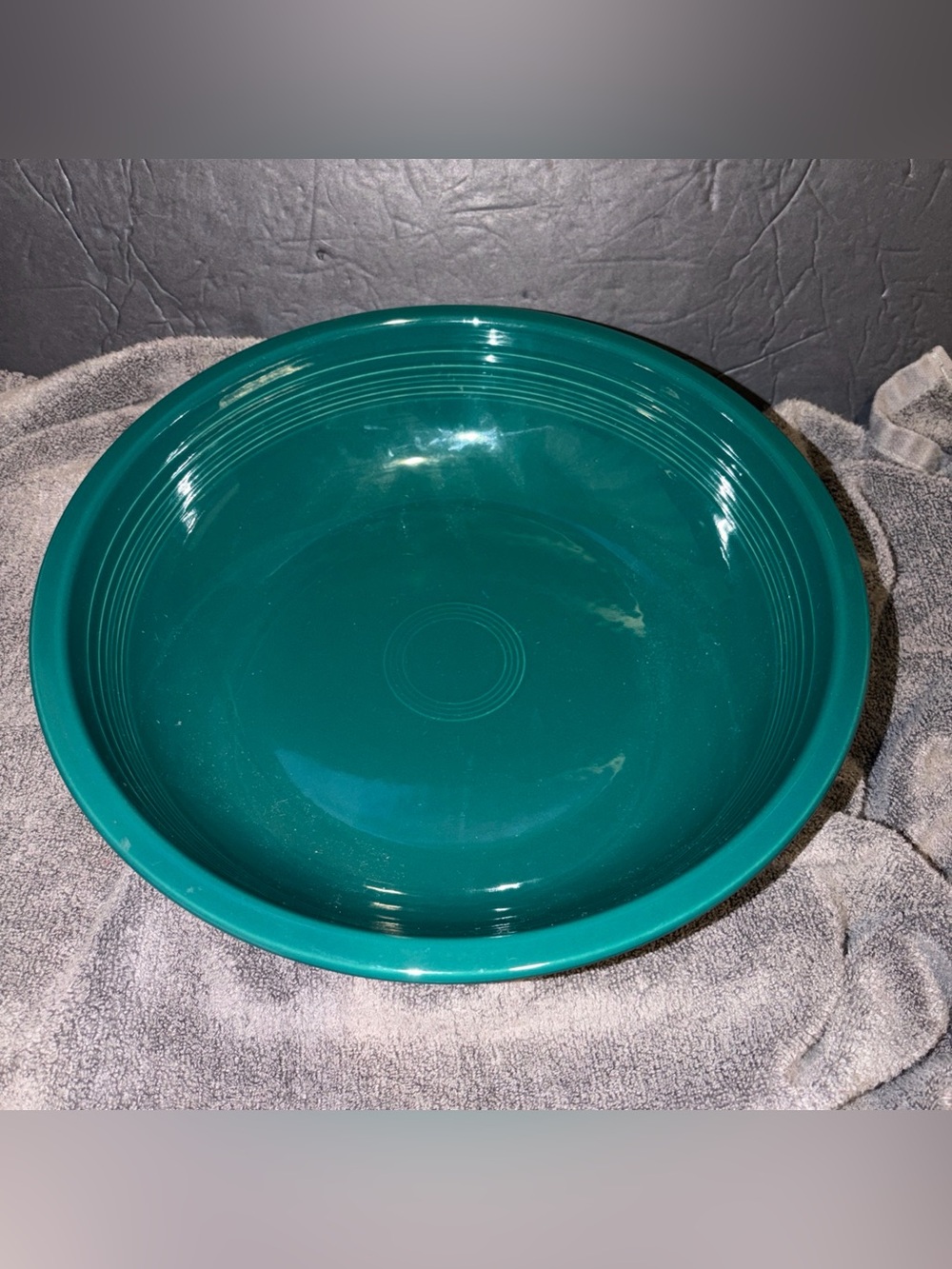 Vintage Fiesta Fiestaware 12” Large Serving Bowl Teal Green Juniper (?) HLC USA